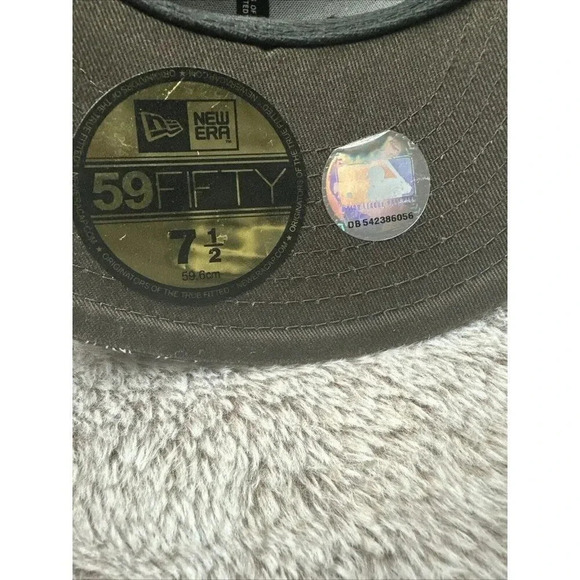 New York Yankees Hat Cap Fitted 7 1/2 Brown Gold 59Fifty  All Over Logo Wool - Picture 8 of 16